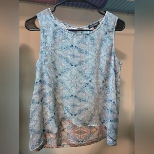 Roz & Ali Blue and White Boxy Tank Top